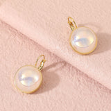 Heart Pearl White 18K Gold Stainless Steel Anti Tarnish Stud Earring For Women