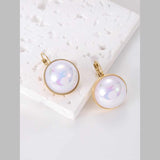 Heart Pearl White 18K Gold Stainless Steel Anti Tarnish Stud Earring For Women