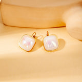 Heart Pearl White 18K Gold Stainless Steel Anti Tarnish Stud Earring For Women