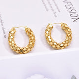 Chunky Round 18K Gold Stainless Steel Anti Tarnish Hoop Earring For Women