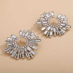 Statement Baguette Cubic Zirconia Silver Alloy Dangler Earring For Women