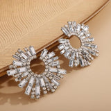 Statement Baguette Cubic Zirconia Silver Alloy Dangler Earring For Women