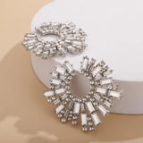 Statement Baguette Cubic Zirconia Silver Alloy Dangler Earring For Women