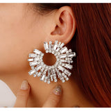 Statement Baguette Cubic Zirconia Silver Alloy Dangler Earring For Women