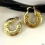 Dented Stainless Steel 18K Gold Anti Tarnish Hoop Earring For Women