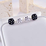 Dice White Silver Stainless Steel Anti Tarnish Stud Earring For Women