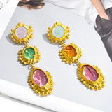 Spring Fling Crystal Multicolour 18K Gold Alloy Dangler Earring For Women