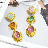 Spring Fling Crystal Multicolour 18K Gold Alloy Dangler Earring For Women