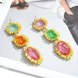 Spring Fling Crystal Multicolour 18K Gold Alloy Dangler Earring For Women