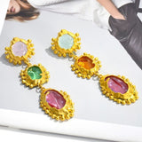 Spring Fling Crystal Multicolour 18K Gold Alloy Dangler Earring For Women