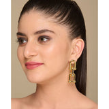 Joint Link Stainless Steel 18K Gold Anti Tarnish Dangler Drop Earring For Women