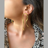 Curly Wave 18K Gold Alloy Dangler Tassel Earring For Women