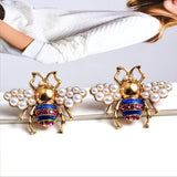 Honeybee Crystal Pearl Multi Antique Anti Tarnish Stud Earring For Women