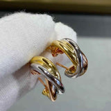 Two Tone Cross Over 18K Gold Silver Anti Tarnish Hoop Earring For Women