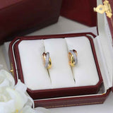 Two Tone Cross Over Cubic Zirconia 18K Gold Silver Anti Tarnish Hoop Earring For Women