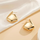 Glossy Pentagon 18K Gold Anti Tarnish Drop Stud Earring For Women