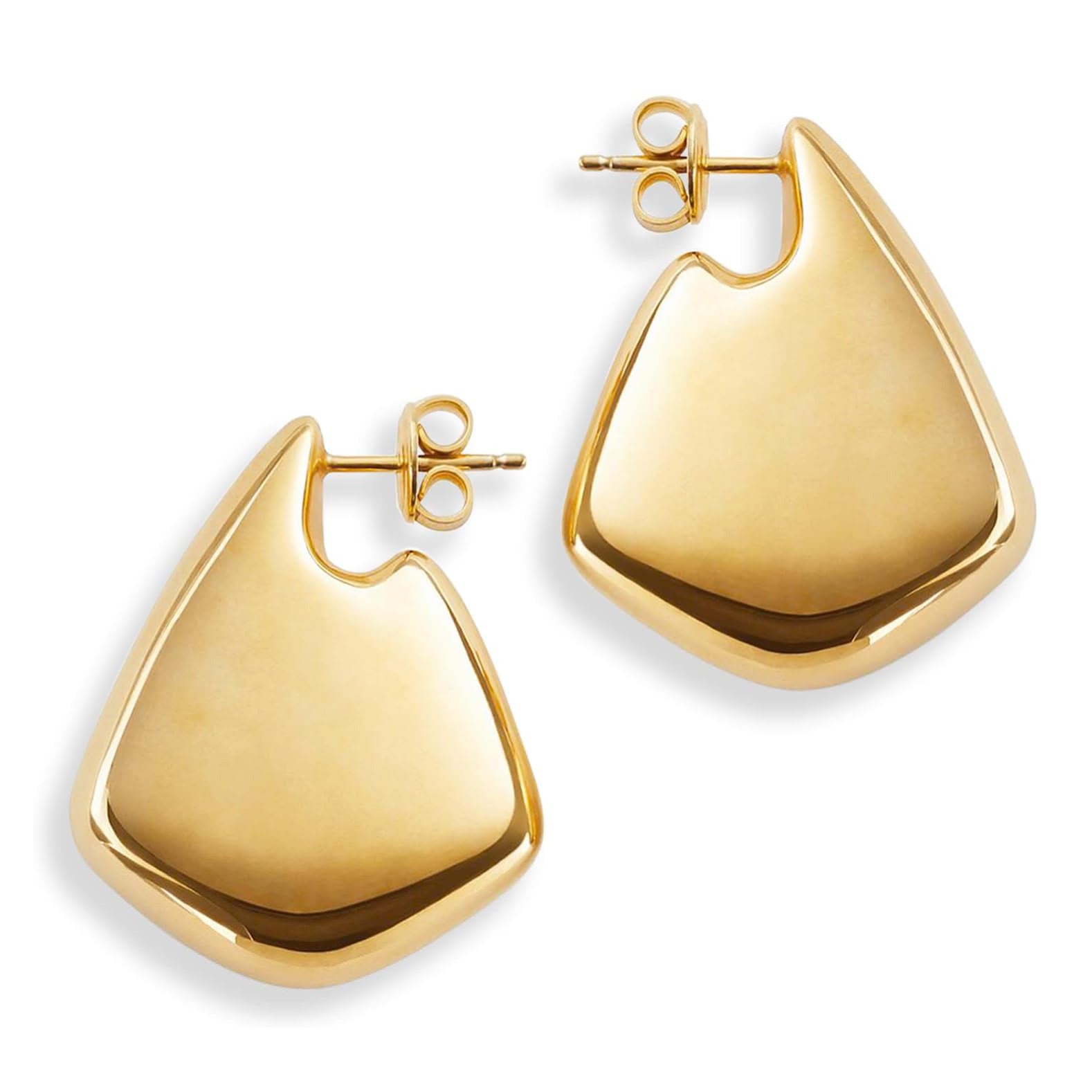 Glossy Pentagon 18K Gold Anti Tarnish Drop Stud Earring For Women