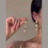 Drop Mother Of Pearl White 18K Gold Anti Tarnish Dangler Earring For Women