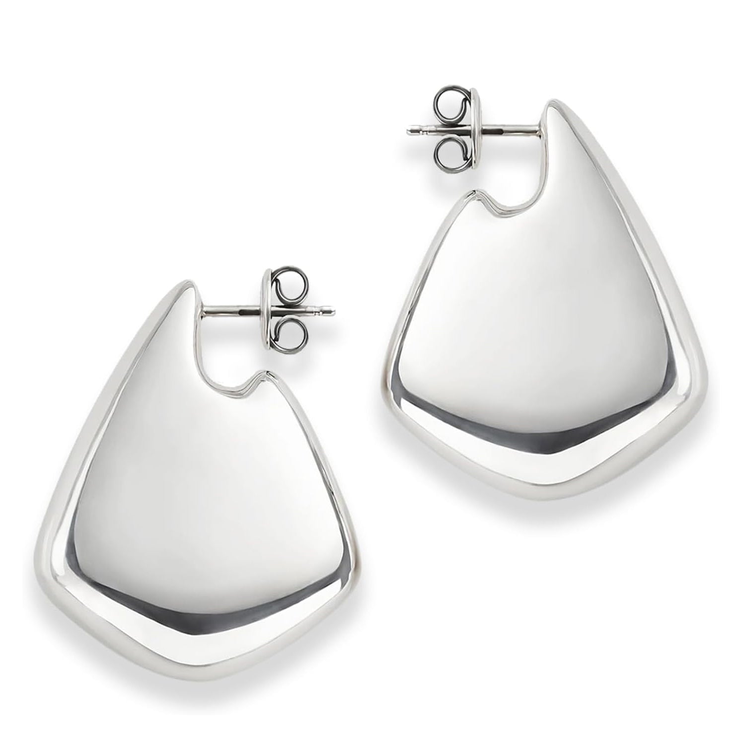 Glossy Pentagon 18K Gold Anti Tarnish Drop Stud Earring For Women