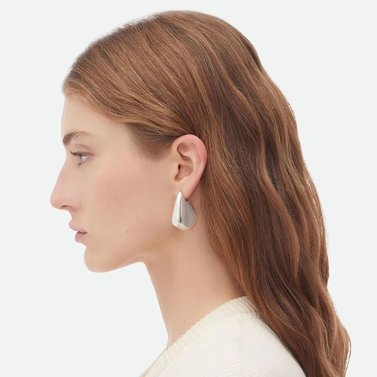 Glossy Pentagon 18K Gold Anti Tarnish Drop Stud Earring For Women