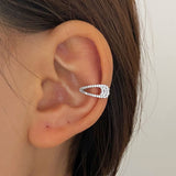 Hair Clip Cubic Zirconia Silver Anti Tarnish Single Ear Cuff Earring For Women