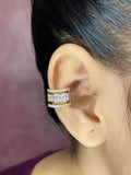 Baguette Layer Cubic Zirconia 18K Gold Anti Tarnish Single Ear Cuff Earring For Women