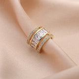 Baguette Layer Cubic Zirconia 18K Gold Anti Tarnish Single Ear Cuff Earring For Women