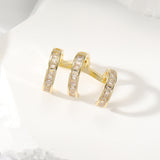 Triple Baguette Layer Cubic Zirconia 18K Gold Anti Tarnish Single Ear Cuff Earring For Women