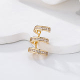 Triple Baguette Layer Cubic Zirconia 18K Gold Anti Tarnish Single Ear Cuff Earring For Women