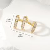 Triple Baguette Layer Cubic Zirconia 18K Gold Anti Tarnish Single Ear Cuff Earring For Women