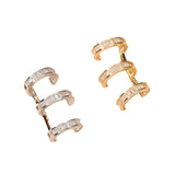 Triple Baguette Layer Cubic Zirconia 18K Gold Anti Tarnish Single Ear Cuff Earring For Women