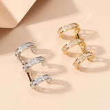 Triple Baguette Layer Cubic Zirconia 18K Gold Anti Tarnish Single Ear Cuff Earring For Women