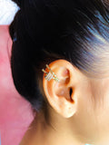 Joint Ring Cubic Zirconia 18K Gold Anti Tarnish Single Ear Cuff Earring For Women