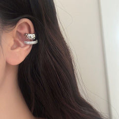Beaten CZ 18K Gold Anti Tarnish Single Ear Cuff Earring