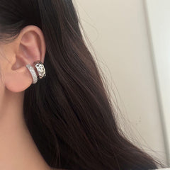 Beaten CZ 18K Gold Anti Tarnish Single Ear Cuff Earring