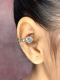 Solitaire Cubic Zirconia 18K Gold Anti Tarnish Single Ear Cuff Earring Women