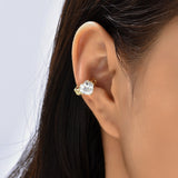 Heart Cubic Zirconia 18K Gold Anti Tarnish Single Ear Cuff Earring For Women