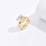 Heart Cubic Zirconia 18K Gold Anti Tarnish Single Ear Cuff Earring For Women