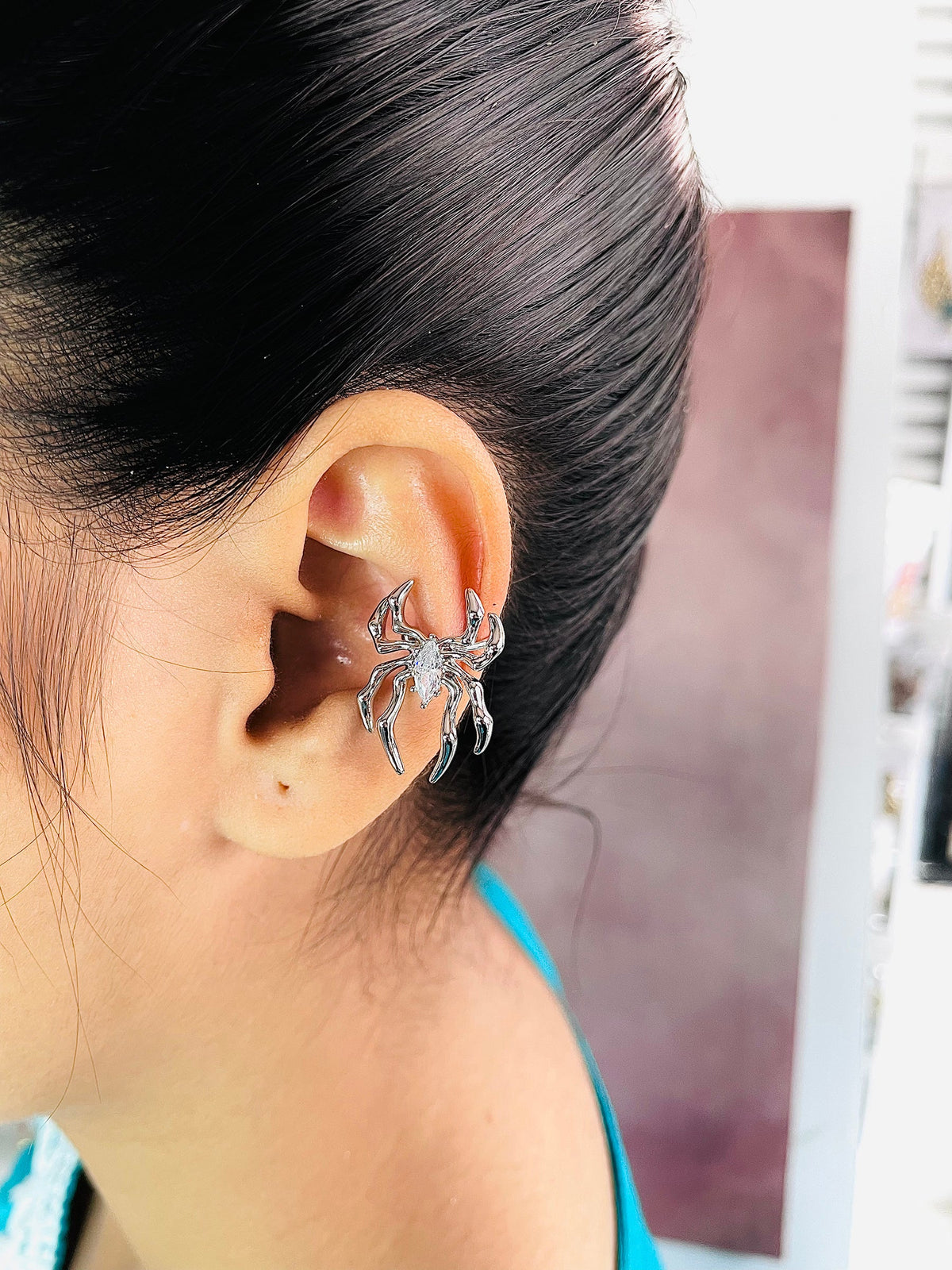 Spider CZ 18K Gold Anti Tarnish Single Ear Cuff Earring