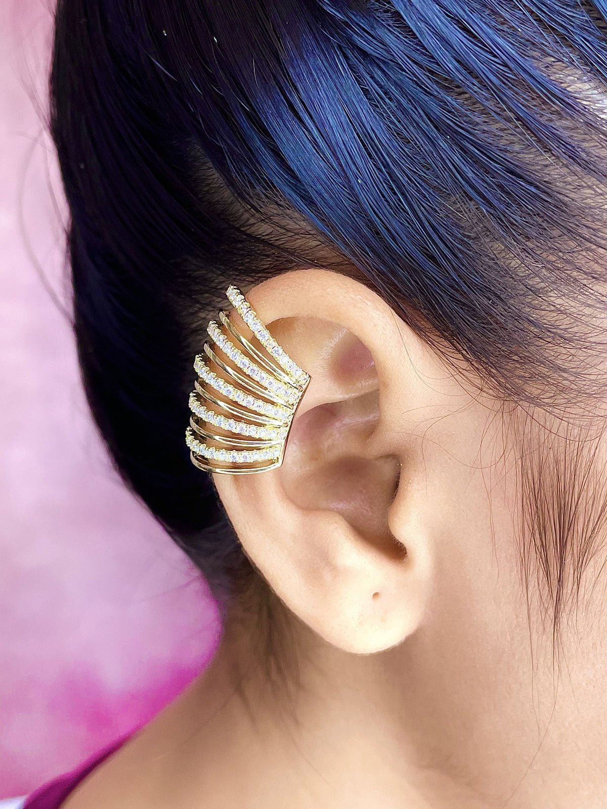 Designers CZ 18K Gold Anti Tarnish Single Ear Cuff Earring