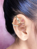 Cross Over Wave Surface Cubic Zirconia 18K Gold Anti Tarnish Single Ear Cuff Earring For Women