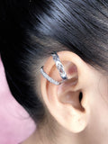 Cross Over Wave Surface Cubic Zirconia 18K Gold Anti Tarnish Single Ear Cuff Earring For Women