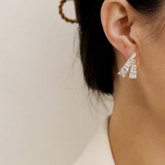 Solitaire Gold Plated Cubic Zirconia Rhinestone Alloy Stud Earrings