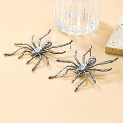 Spider Cubic Zirconia Black Big Stud Earring For Women