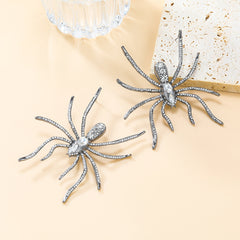 Spider Cubic Zirconia Black Big Stud Earring For Women