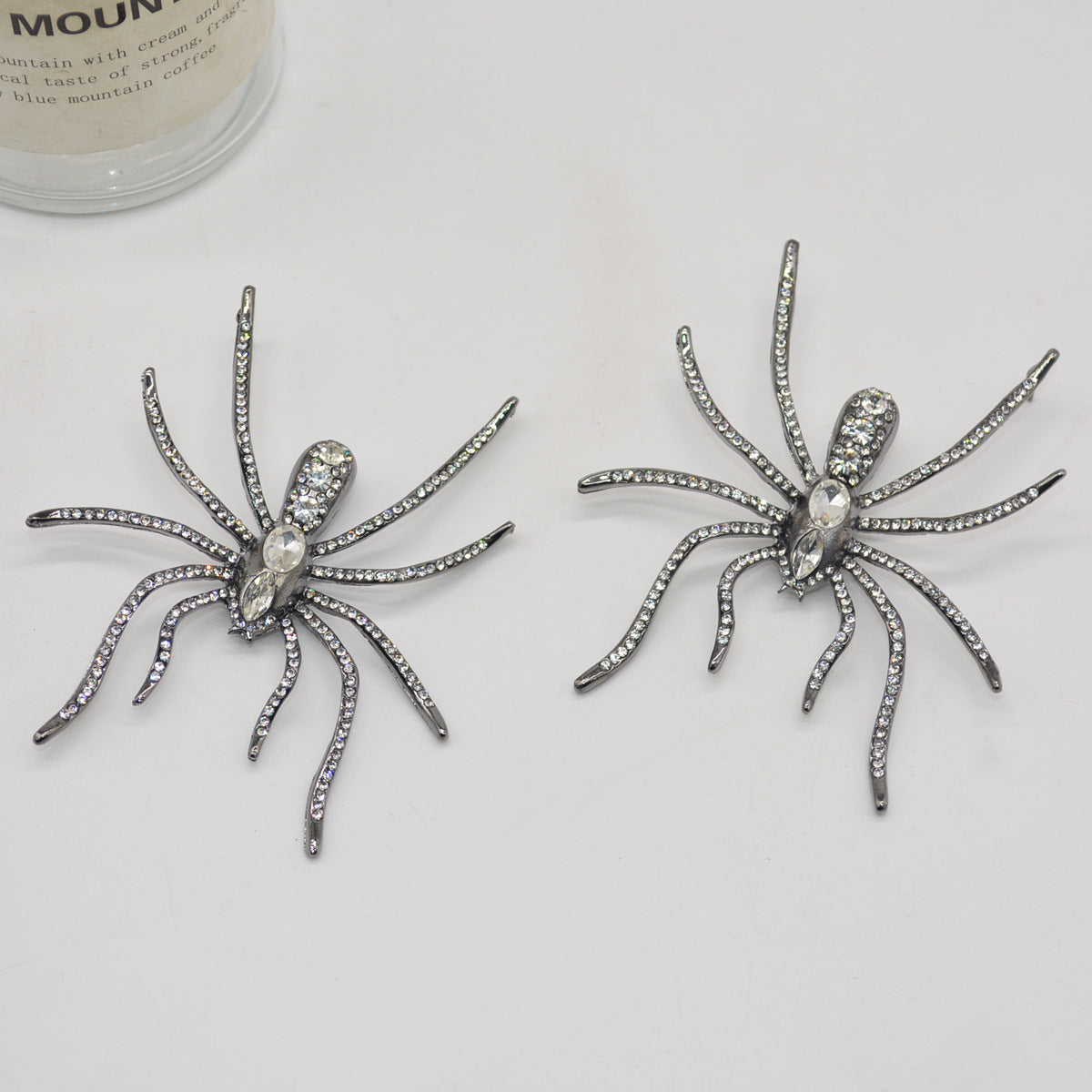 Spider Cubic Zirconia Black Big Stud Earring For Women