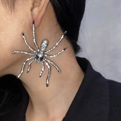 Spider Cubic Zirconia Black Big Stud Earring For Women
