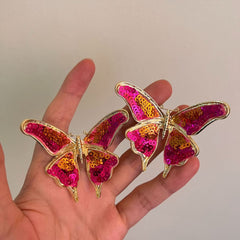 Butterfly 18K Gold Pink Stud Earring For Women