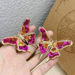 Butterfly 18K Gold Pink Stud Earring For Women