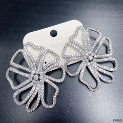 Flower Cubic Zirconia Silver Anti Tarnish Stud Earring For Women